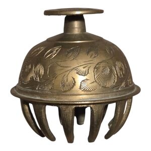 Unique Vintage Claw Style Brass Bell With Engraved Floral Design